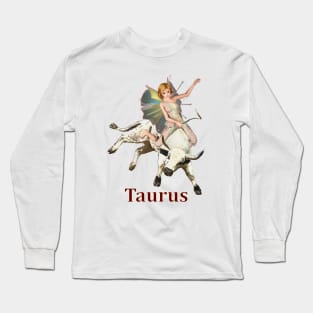 Taurus fairy girl riding a bull T-shirt Long Sleeve T-Shirt